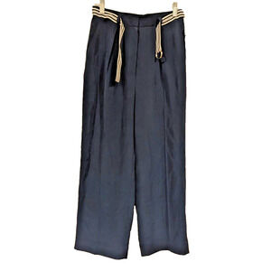 Vintage Jones NY NWT Navy and‎ white Nautical belt silk wide trousers Sz 6